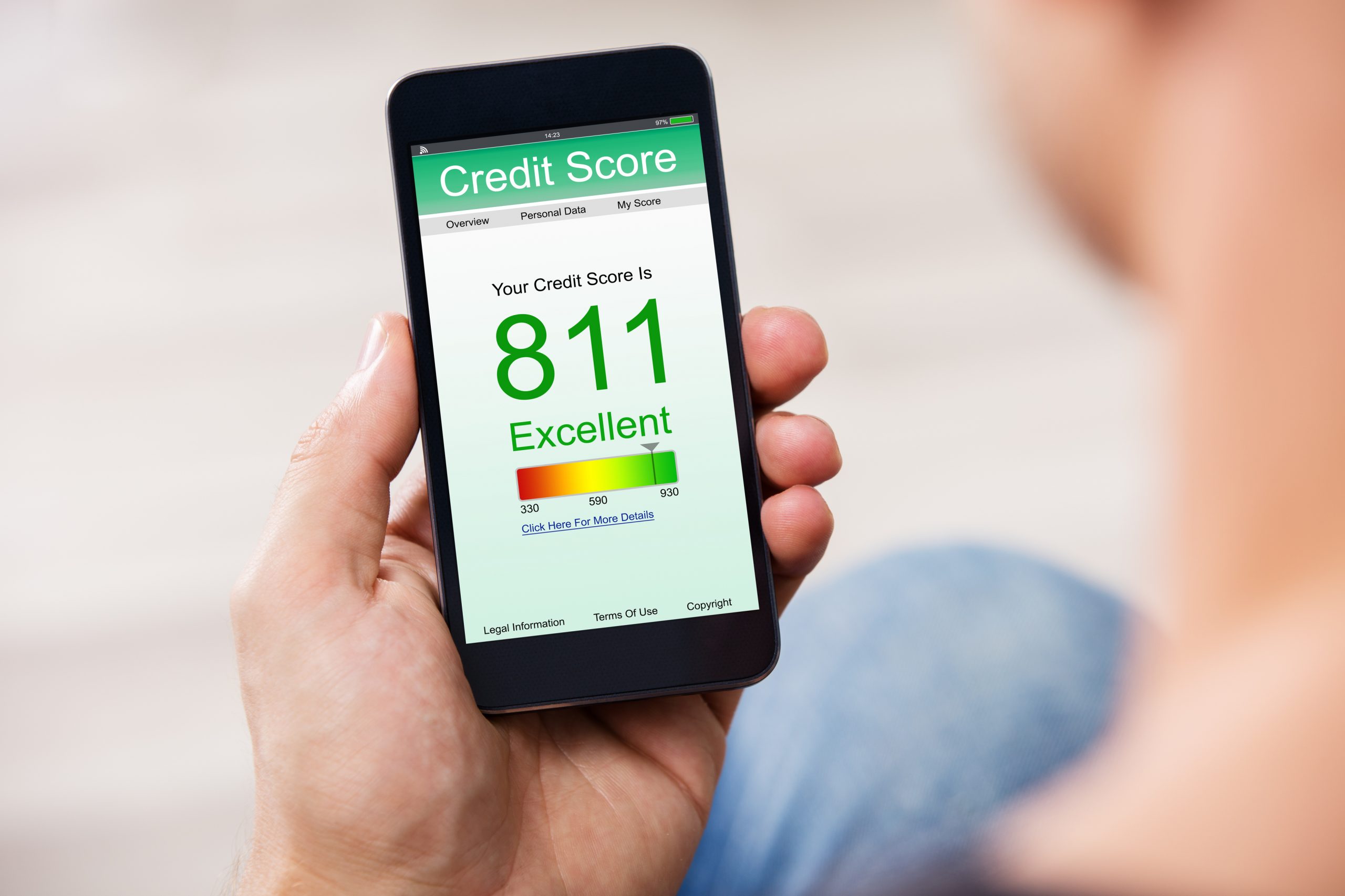 Smart Phone Showing Credit Report