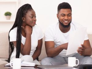 Couple reviewing their finances together