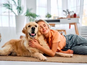 woman with her dog