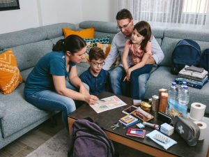 family preparing an emergency plan